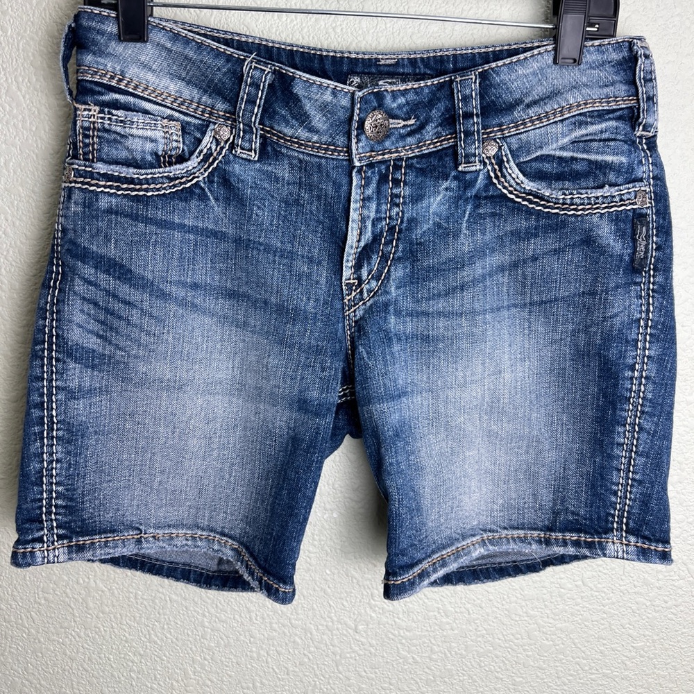 Silver Jeans Denim Shorts Pink Dye Wash Womens Suki Surplus Short Tag 29 X 6.5